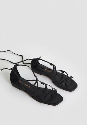 Leather Ghillie Tie Flat Sandals from Karen Millen