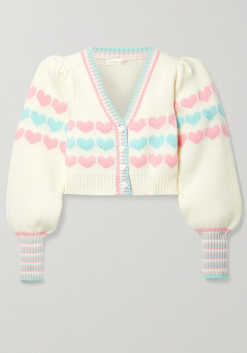 Buena Cropped Intarsia Cotton-blend Cardigan