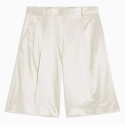 Ivory Satin Twill Shorts