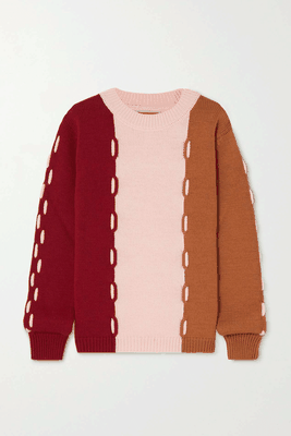 Color-Block Braided Merino Wool Sweater from La DoubleJ