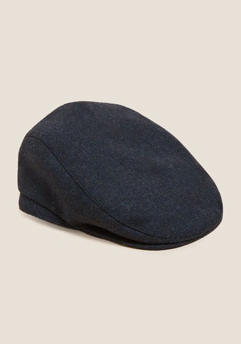 Wool Herringbone Flat Cap