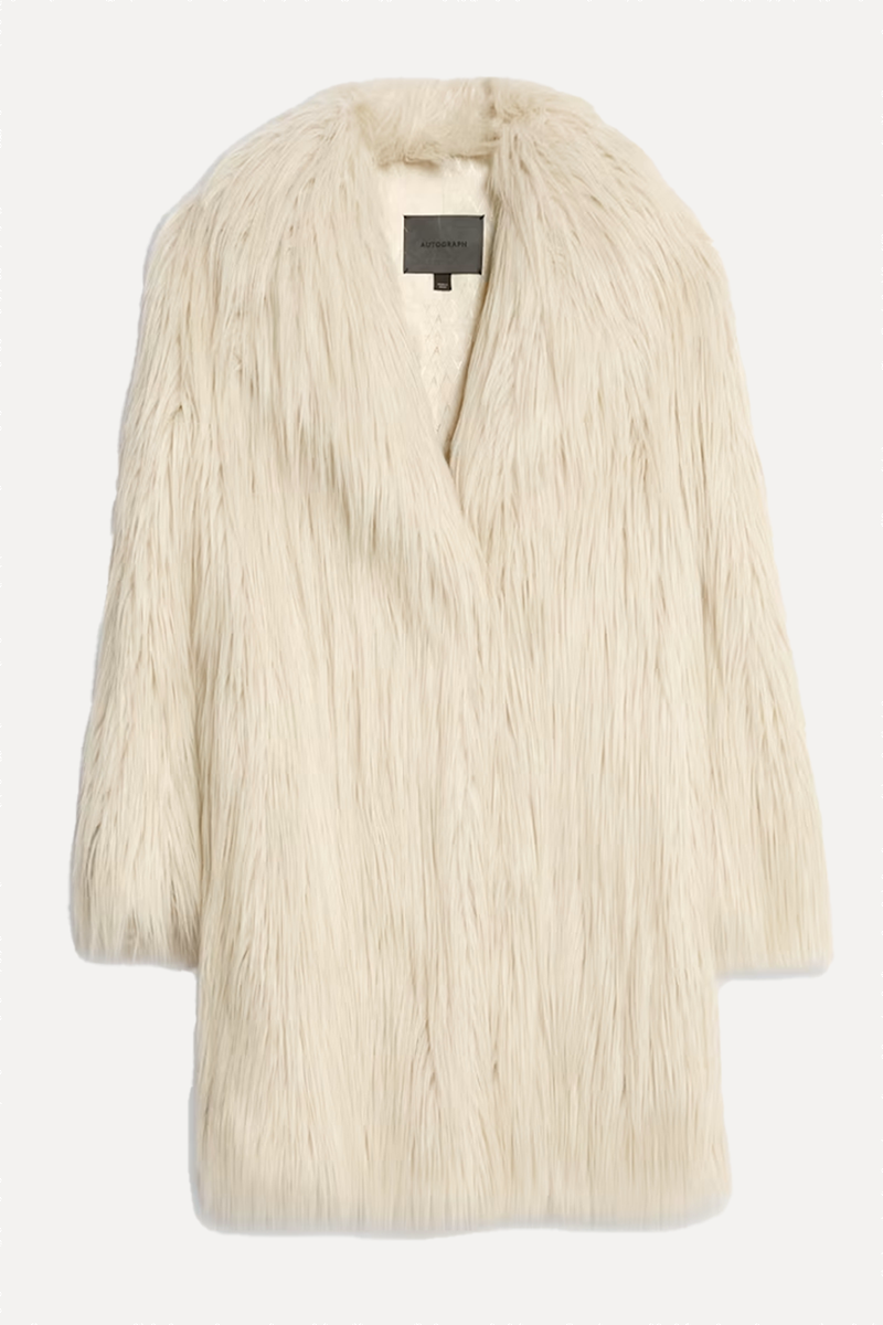 Faux Fur Collared Longline Coat from Autograph