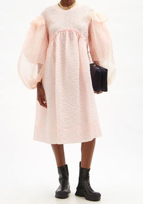 Puff-Sleeve Smocked Cloqué And Organza Dress from Simone Rocha