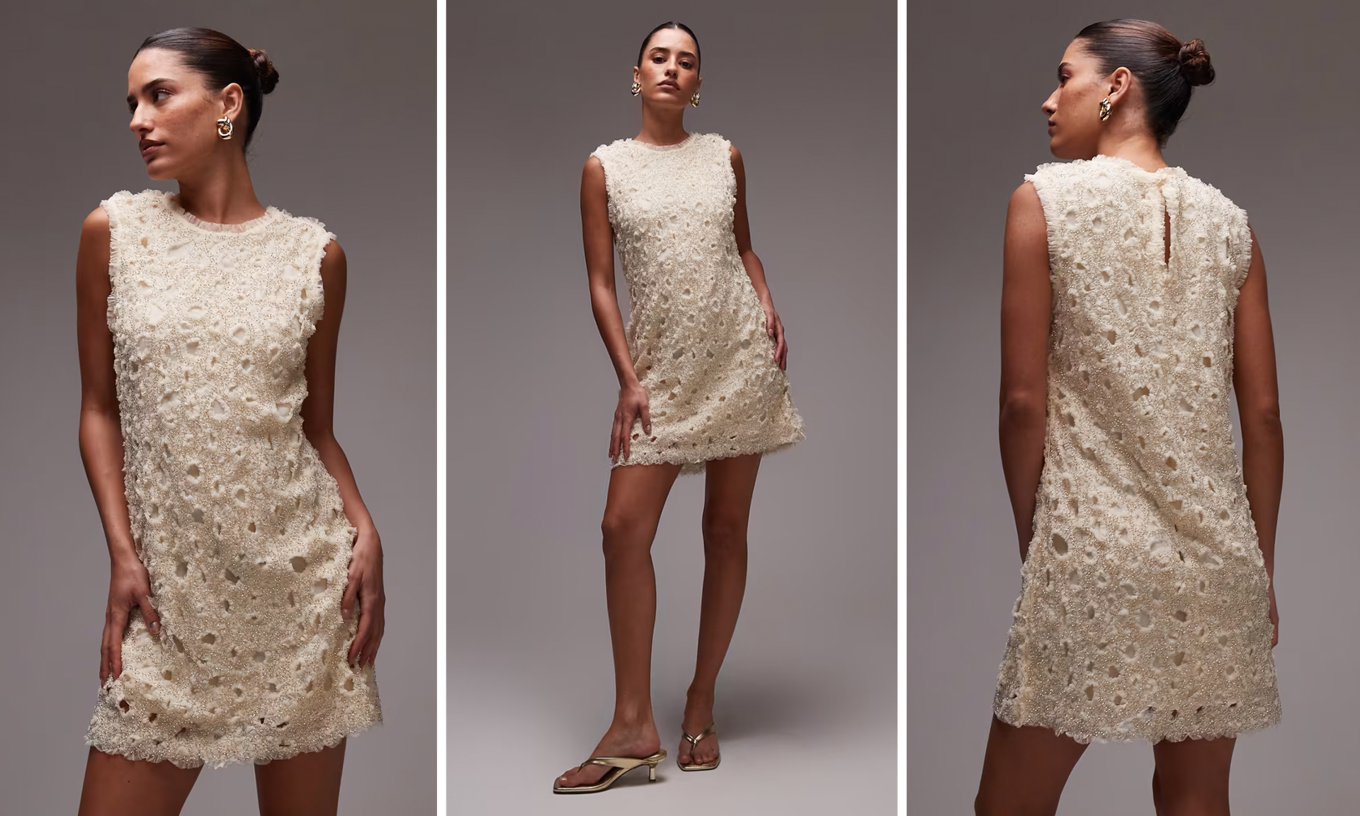 Beaded Tulle Mini Dress With Cut Work Detail  from & Other Stories