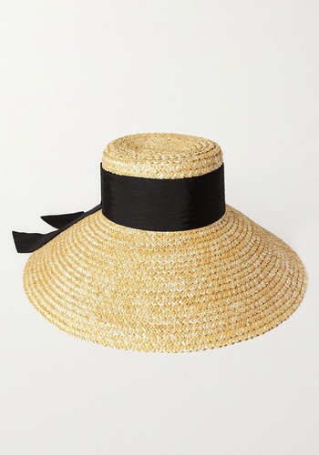 Mirabel Grosgrain-Trimmed Straw Sunhat from Eugenia Kim