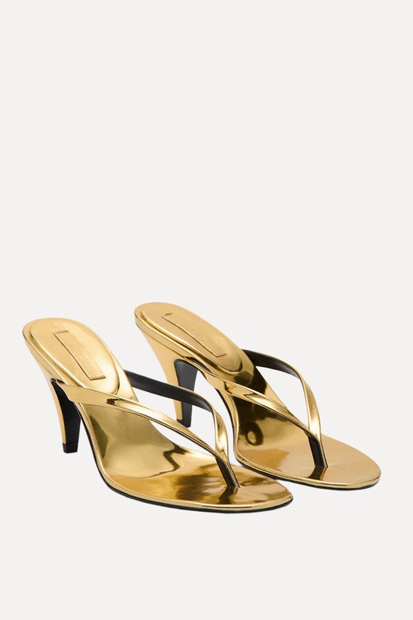 Metallic Funnel-Heel Sandals from Mango