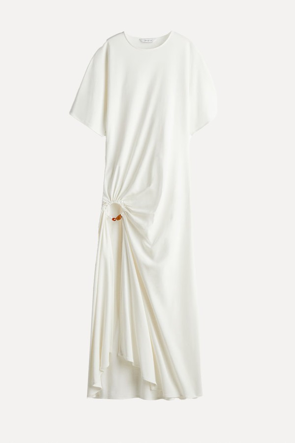 Draped Slit-Front Dress