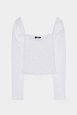Lace Shirt With Peasant Neckline from Bershka