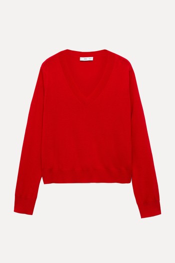 Fine-Knit V-Neck Sweater from Mango