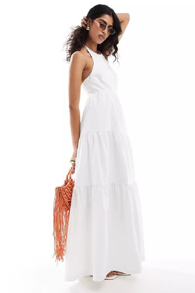  The Frolic Sandy Shirred Back Tiered Maxi Beach Dress