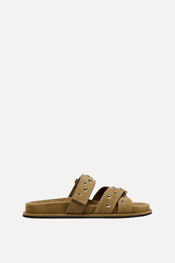 Split Suede Studded Sandals