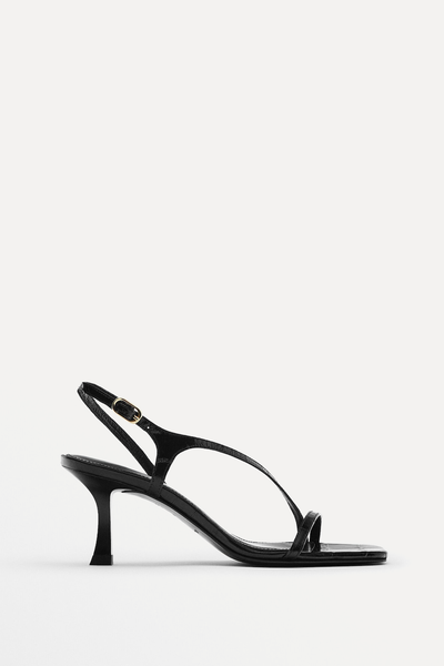 High-Heel Leather Sandals With Criss Cross Strap from Massimo Dutti