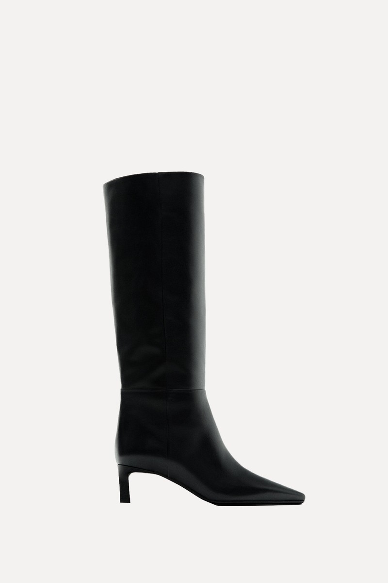 Heeled Leather Boots from Massimo Dutti