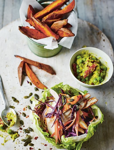 Chicken Burgers With Sweet Potato Wedges