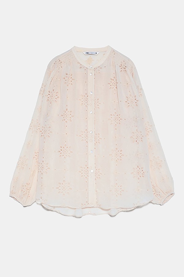 Blouse With Cutwork Embroidery from Zara