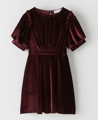 Velvet Puff Sleeve Dress from Zara