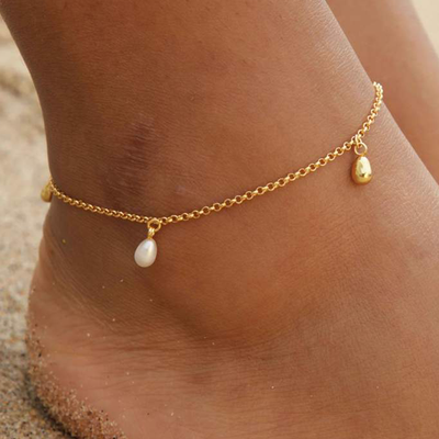 Illume Pearl Charm Anklet In Gold from Astrid & Miyu 