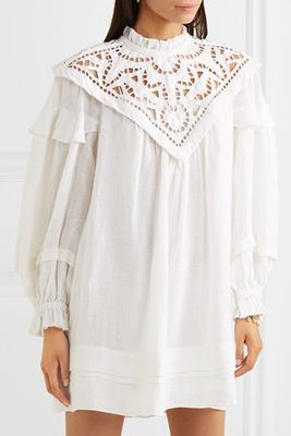 Galia Lattice-Trimmed Linen Mini Dress from Isabel Marant