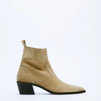Split  Suede Ankle Boots from Zara