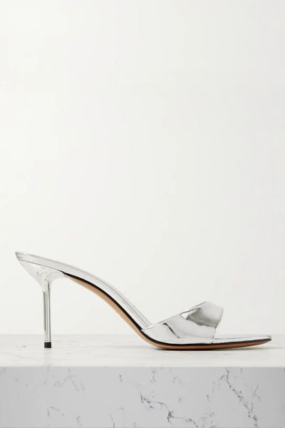 Lidia Mirrored-Leather Sandals from Paris Texas