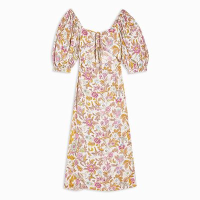 Floral Print Cut Out Midi Dress from Topshop