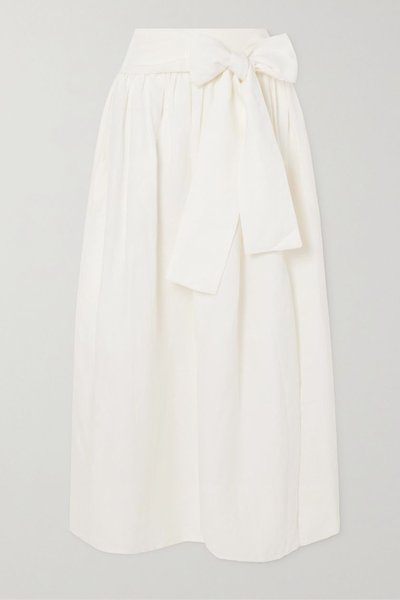 Kai Belted Linen Midi Skirt from Evarae