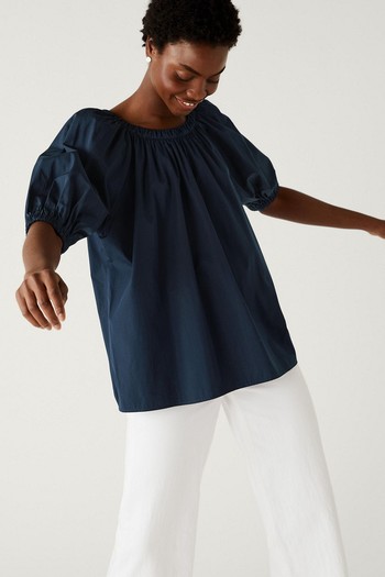 Pure Cotton Round Neck Blouse