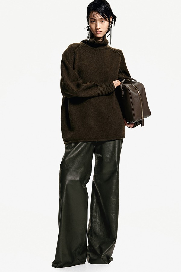 Straight Leather Trousers from H&M
