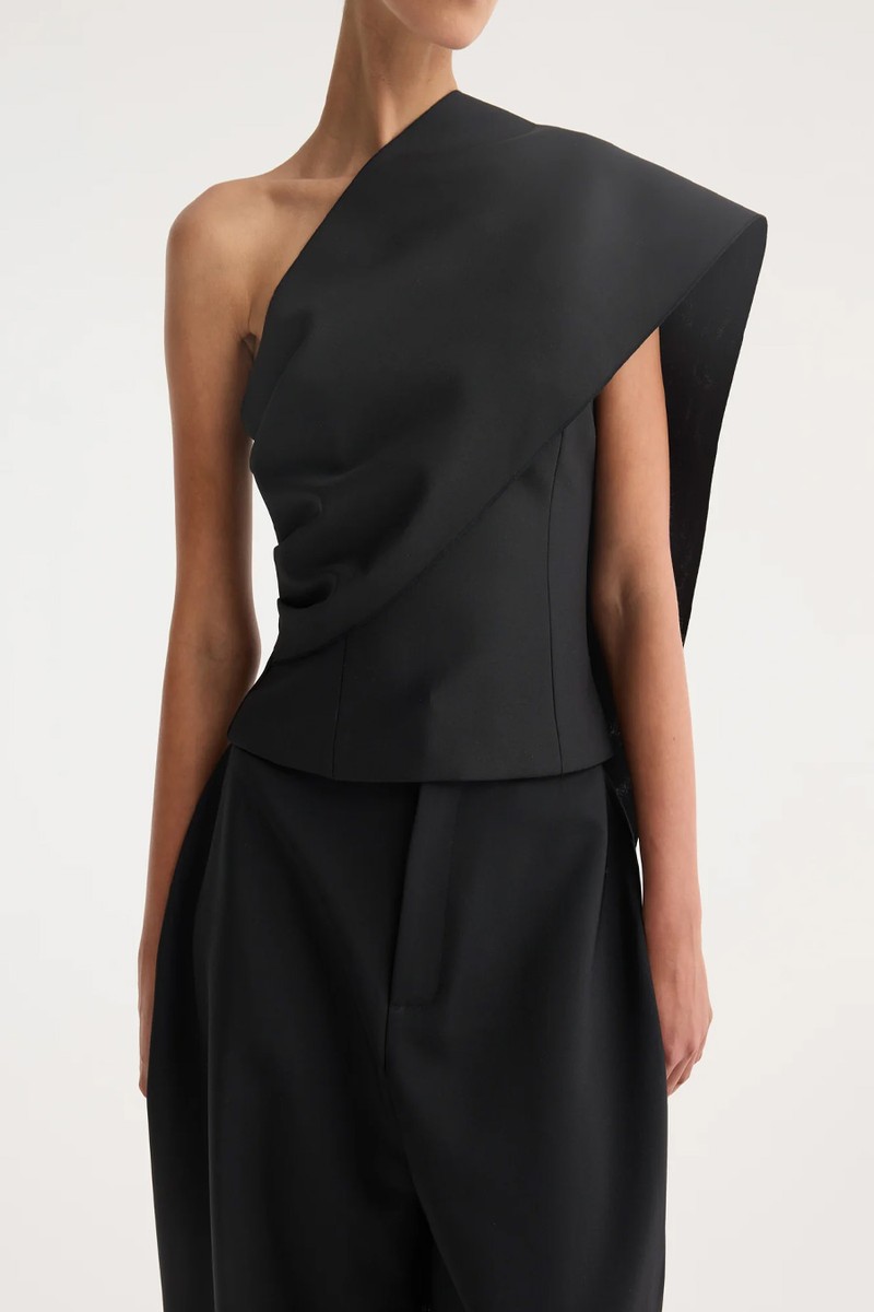 One-Shoulder Cape Top from Róhe