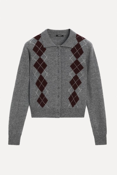 Short Diamond Polo Collar Cardigan from Massimo Dutti