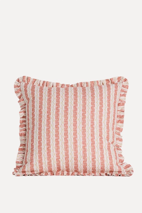 Ivy Cotton Printed Ruffle Cushion from Anthropologie