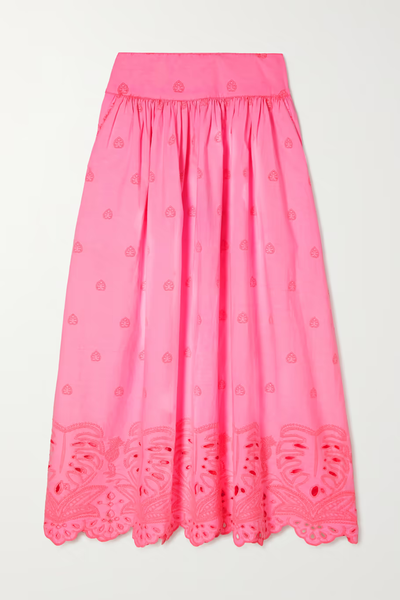 Scalloped Broderie Anglaise Cotton-Poplin Maxi Skirt from Farm Rio