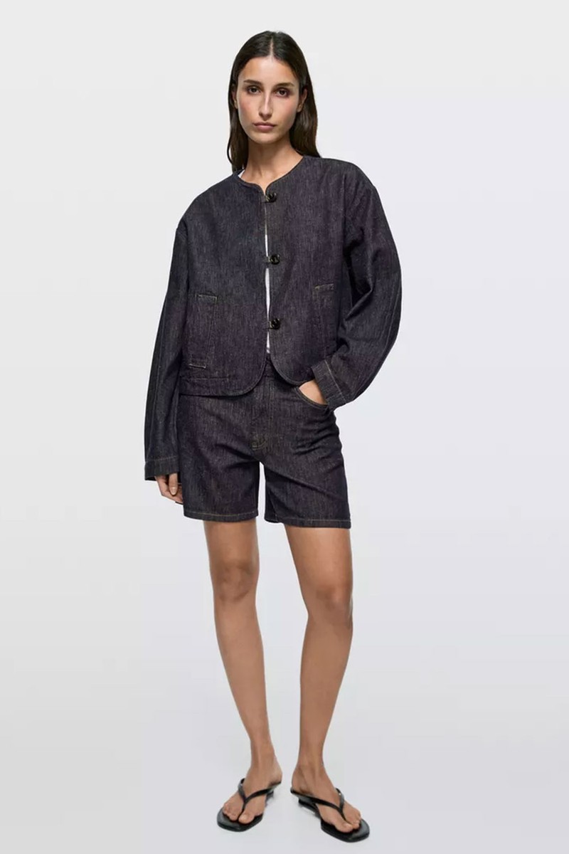 Mid-Rise Denim Bermuda Shorts from Massimo Dutti 