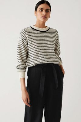 Cotton Rich Striped Relaxed Jumper from Marks & Spencer