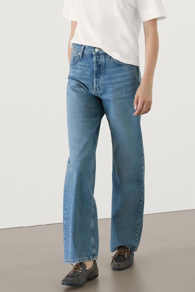 Faded Straight-Leg High-Waist Jeans from Massimo Dutti