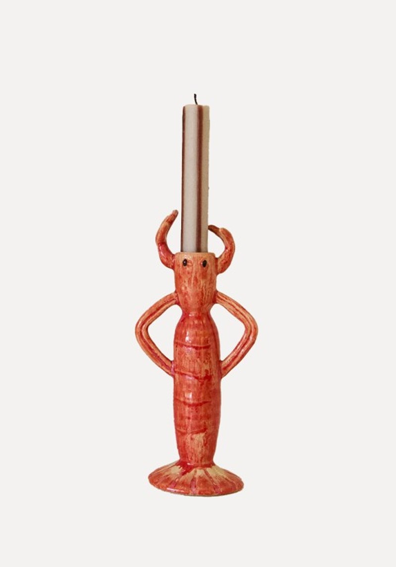 Ceramic Lobster Candlestick 
