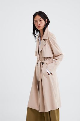 Faux Sued Double Breasted Trench Coat from Zara