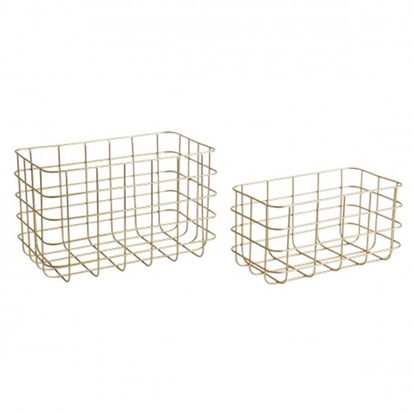 Set Of 2 Brushed Brass Wire Baskets from Habitat