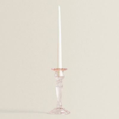 Pink Glass Candlestick