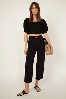 Pleat Front Cropped Trousers