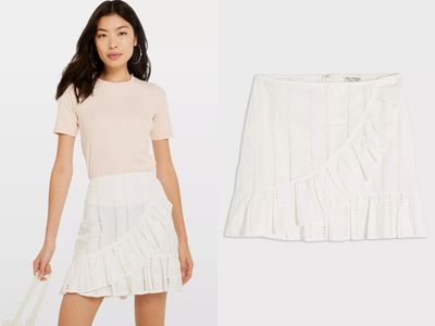 Ivory Broderie Ruffle Mini Skirt from Miss Selfridge