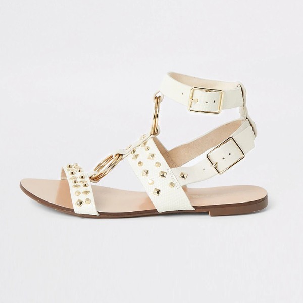 White Studded Gladiator Sandals