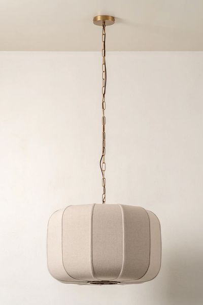 Ottino Aged Brass & Linen Pendant from Light & Lamps