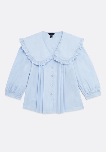 Poplin Daisy Button Frill Shirt from New Look