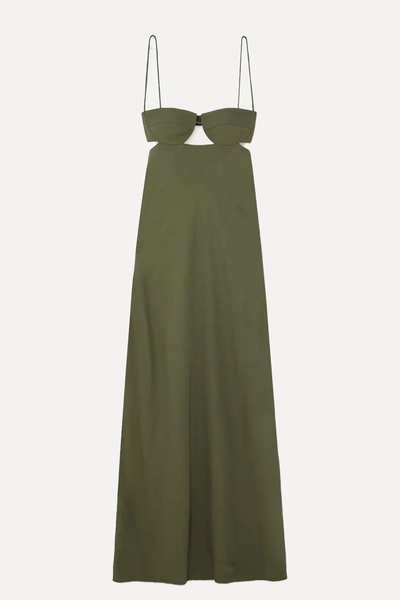 Resort Cutout Twill Maxi Dress