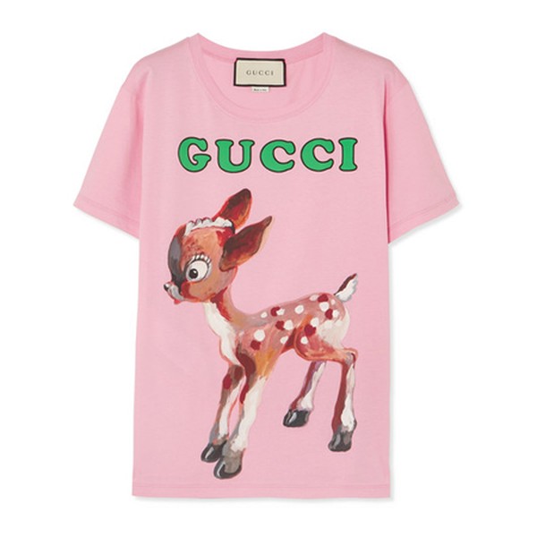 Fawn and Floral-Print Cotton T-Shirt