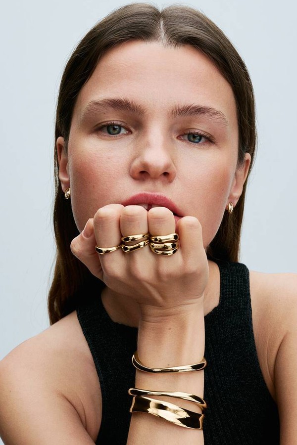 Organically Shaped Broad Open Bangle from Pandora