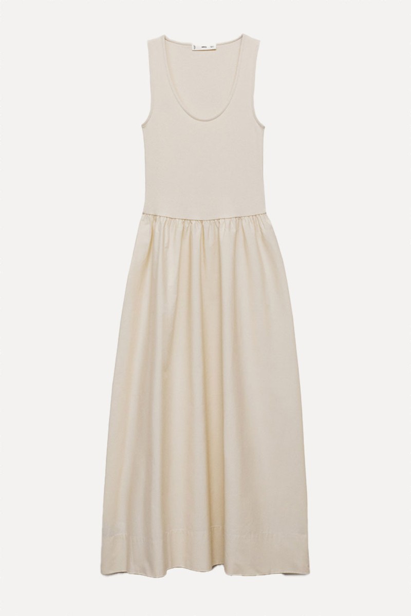 Flared Dress In Combined Fabric from Mango