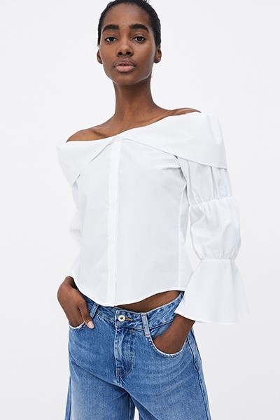 Off-The-Shoulder-Poplin Top from Zara