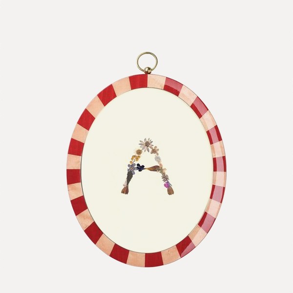 Oval Lacquered Frame With Pressed Flower Initial from MG & Co.